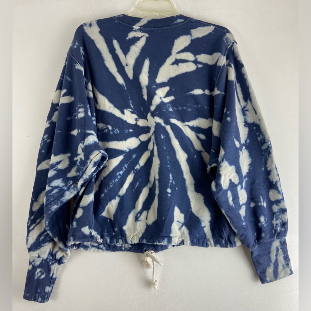 Emory park Blue White Tie Dye Drawstring Sweatshirt Small (sku508) - Picture 12 of 14